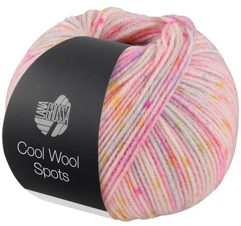 LANA GROSSA Cool Wool Spots | Extrafeine Merinowolle, waschmaschinenfest mit buntem Sprenkeldruck | Handstrickgarn aus 100% Schurwolle | 50g Wolle zum Stricken & Häkeln | 160m FB 5004
