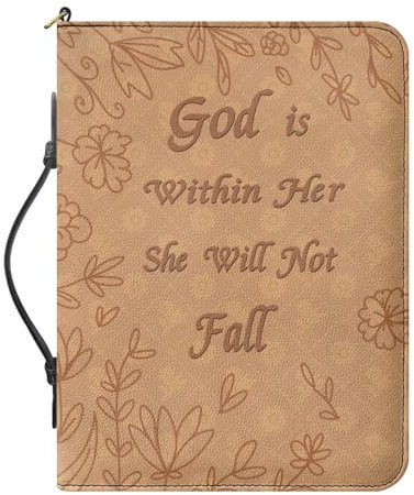 Dajingkj Schmetterlings- und Blumendesign Bibelhülle für Frauen Männer Leder Tragetasche Bibel Buch Tasche Bibel Schutz Kirche mit Reißverschluss Verstellbarem Schulterriemen L