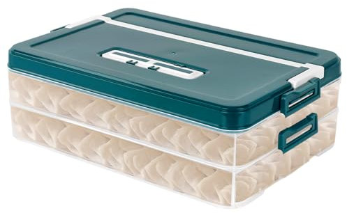 Ksvaye Set Kuchen Transportbox Rechteckig Aufschnittboxen für Kühlschrank, Muffin Transportbox Partycontainer 2 Etagen, Knödelbox Organizer Aufschnitt mit 2 Separate Aufschnittboxen, 33*21.5*10.5CM