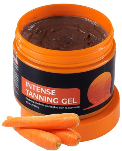 Carrot-en Tanning Gel, Intense tanning Gel, Sunbed Tanning Accelerator with Carotene & Olive Oil, Tan Enhancers & Accelerators for Face & Body, Moisturizing Tanning Butter without SPF, 140G