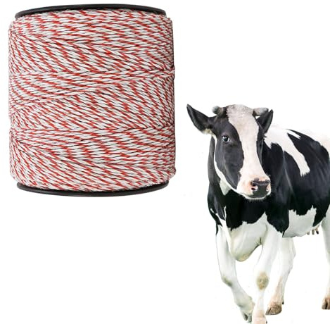 500m Elektrozaun Stromseil, 9 Stränge Elektrischer Zaundraht, Edelstahl Elektrozaun Litze, Elektrozaun Pferde Seil, Elektrozaunzubehör für Farm Ranch, Weidezaunlitze für Pferde (9Drähte,500m)