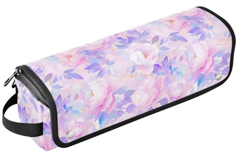 FRODOTGV Sac de voyage sans couture pour fer à friser et tapis résistant à la chaleur pour femmes, organisateur d'outils de coiffure imperméable pour fer à lisser, sèche-cheveux, Pivoines Lilas