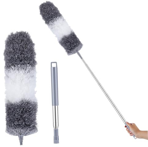 Cabilock Duster Microfibre avec Perche Extensible pour Poussière Nettoyage Plafonds Ventilateurs et Étroits Flexible et Facile à