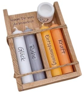Geschenkset Kerzen | Kerzenset | Kerzen | Nimm dir was du brauchst | Geschenke für Freunde | Last-Minute-Geschenke | Geschenkverpackung | Kerzensets | (Weiß, Grau, Gelb, Orange)