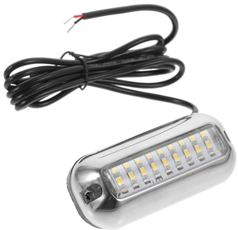 PartyKindom Underwater LED Lights White Navigation Boat Transom Lighting Stainless Steel Housing Shockproof Deck Lamp for Ships and Boats