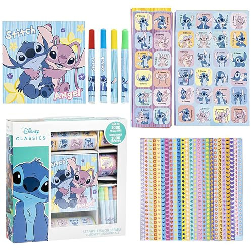 The Geeky Pop Set de Papelería Stitch para Niñas – Más de 1000 Pegatinas, Rotuladores y Cuadernos para Colorear | Regalo Ideal de Stitch | Material Escolar y Manualidades Stitch Niña