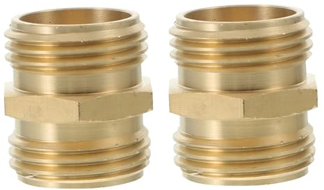 DOITOOL 2 Piezas Adaptador de Manguera Doble Macho de Latón para Jardín Conector Rápido para Tuberías y Grifos de Resistente y Fácil de Instalar