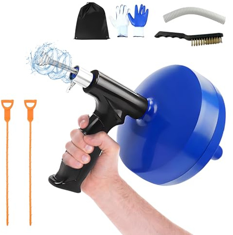 KZARYVEXIS Rohrreinigungsspirale 7,6m für Bohrmaschine & Manuell – Komplettset mit Mini-Spirale, Handschuhen, Tasche, Bürste, Ideal für Küche, Waschbecken, Dusche, Robuste Rohrreinigung