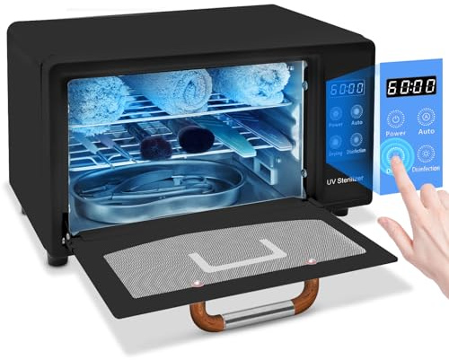 CGBE 10L Autoclave Stérilisateur UV avec Séchage pour Salons de Manucure | Air Chaud Thermostatique à 75 °C - 160 W Stérilisateur Matériel Onglerie pour Salon de Coiffure Maison - Noir