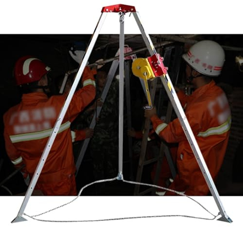 Rettungsstativ, Gewerbliche Dreibein-Rettungsausrüstung mit verstellbaren Beinen und Absturzsicherung, Feuerwehr-Notgerüst(2 Pcs,1800LBS Winch)