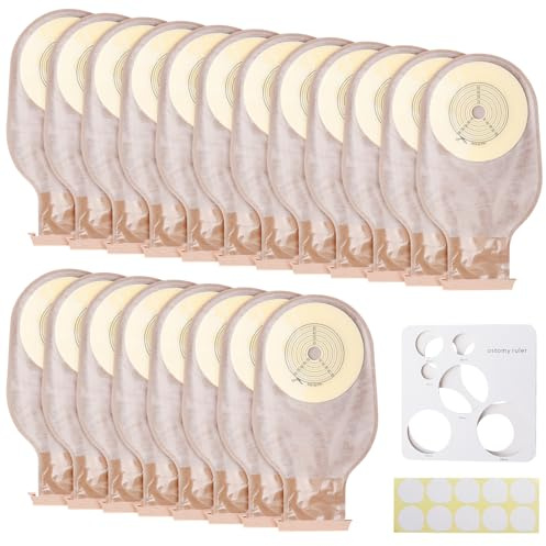 20 Bolsillos de colostomía: Bolsillo de ostomía de una sola pieza para mujeres y hombres, Bolsillo de ostomía desechable con cierre de clip, bolsillo de ostomía de una sola pieza drenable para el