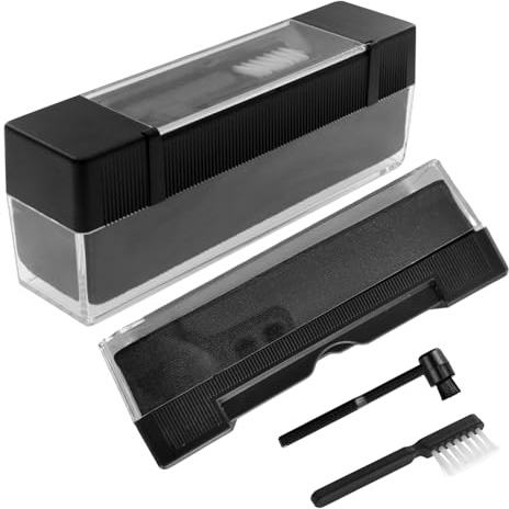 CIYODO Kit Limpiador de Vinilo Antiestático 3 Piezas Negro, Cepillos para Limpieza de Discos y Aguja de Tocadiscos, Herramientas para Cuidado y Mantenimiento de Tocadiscos, Accesorios