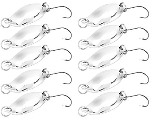 Keenso Leurres de Pêche 10 Pièces, Appâts Wobbler en Métal avec Crochets Pointus, Connecteurs Flexibles pour Les Amateurs de Pêche (Argent 5g)