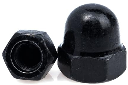 Edelstahl-Rundkopf, Hutmuttern aus Kohlenstoffstahl, Güteklasse 4,8, M3 bis M10, Schwarz, Silber, Packung mit 40 Stück(Black,M10)