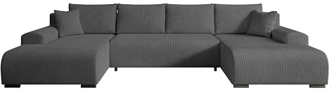 storez24 Wohnlandschaft Nelly U mit Bettkasten und Schlaffunktion, Cordstoff in U-Form