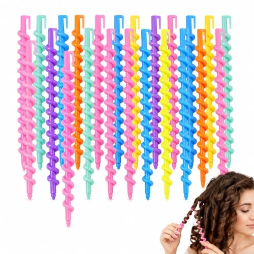 Solvind 26 Pcs Spiral Hair Perm Rods, 6 Inch Plastic Hair Curling Rollers, Mixed Colour Hairdressing Tools for Medium Long Hair Home & Salon Use