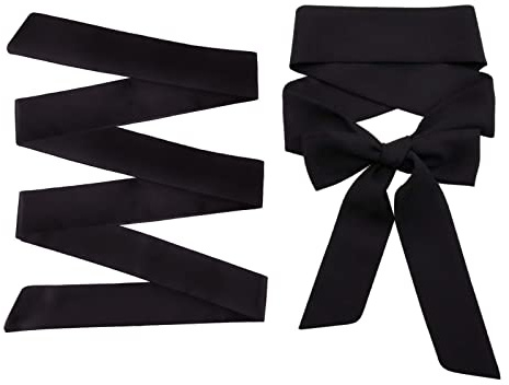 Shinywear Extra langer schwarzer schmaler Schal, Halsband, Choker, Taillengürtel