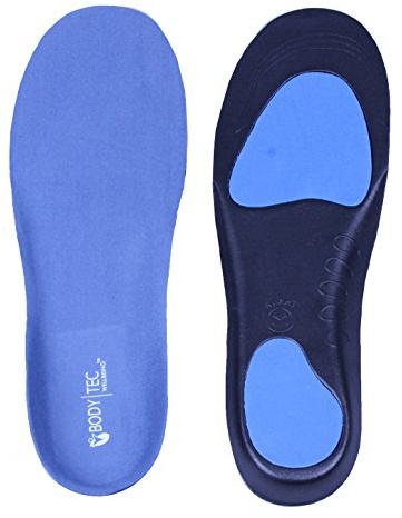 Bodytec Wellbeing ortopediska innersulor i full längd med bra fotvalvstöd och poron häldämpning plantar fasciit (11–13 UK) blå