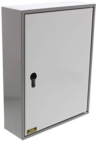 Burg-Wächter Schlüsselschrank zur Wandmontage, vorgerichtet für Profil-Halbzylinder (Normallänge), ohne Zylinder, 57 Haken, Türanschlag rechts, Stahlblech, 6700/57 R V-PZ, Dunkelgrau/Hellgrau