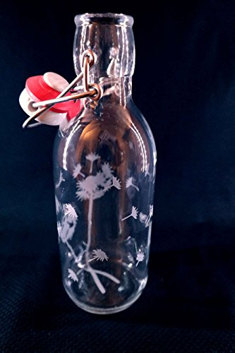Freiglas 0,5l Trinkflasche aus Glas *Pusteblume* 100% plastikfrei, nachhaltig, Wasserflasche, Bügelverschluss
