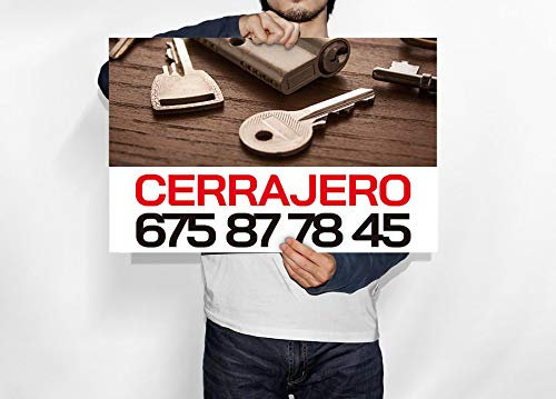 Oedim Cartel de Cerrajeros 50x35cm | Fabricado en Polipropileno | Artículos para Inmobiliarias y Particulares | Señalética Elegante, Moderna | 100% Personalizable |