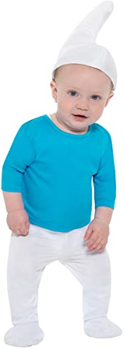 Funidelia | Schlumpf Kostüms 100% OFFIZIELLE für Baby Größe 1-2 Jahre The Smurfs, Zeichentrickfilm, Zwerg - Farben: Blau, Zubehör für Kostüm - Lustige Kostüme für deine Partys
