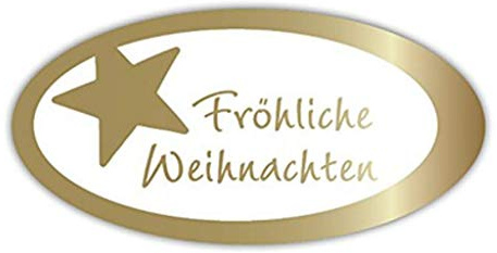 Weihnachtsaufkleber Geschenk-Etiketten mit Goldprägung Fröhliche Weihnachten – E-810a-250 – Haft-Etiketten Präsentaufkleber - 54x27mm – 250 Stück