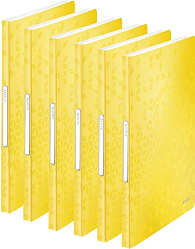 Leitz WOW Sichtbuch in A4 Format, Mit 40 Klarsichthüllen für 80 Blatt, WOW, (Yellow | 6er Pack)
