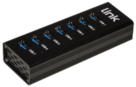 LINK LKHUB37 Hub 7 Porte Usb 3.0 in Alluminio con Alimentatore