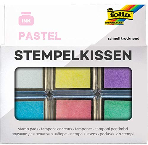 NEU Stempelkissen-Set Pastell, 6 Stück, farbig sortiert