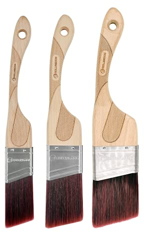 ROLLINGDOG 3PCS Professional Angle Paint Brush Wooden Handle Stainless Steel Shell for Sharp Edge Lines Painting with Paints on Walls, Ceilings, Wood and Metal (1.5, 2, 2.5)