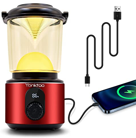 Yonktoo Camping Lights, 10400mAh Camping Lantern USB-C Rechargeable 5 Light Modes and LED Screen, Camping Lamp Up to 350Hrs Running, IPX5 Waterproof Tent Lights for Fishing Camping Hiking