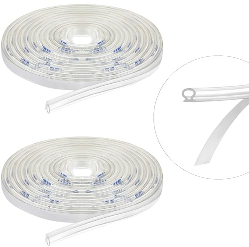 Tondiamo Shower Door Side Strip Seal Glass Translucent Shower Door Side Strip Seal Soft Clear PVC Frameless Glass Sweep to Stop Water(5/32 x 98.4 Inches,2 Rolls)