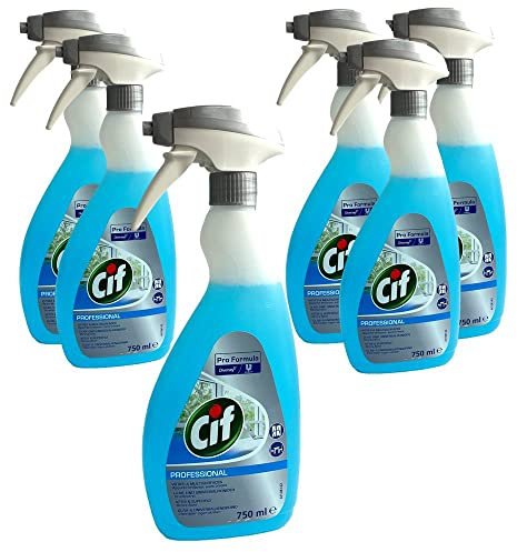 CIF Profi Glasreiniger Scheibenreiniger Fensterreiniger Fensterputz Spiegel und Glasflächen Reiniger fettlösend - Made in germany (6 x 750ml Sprühflasche)