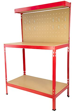 SCHMIDT security tools Werkbank 140x90x48cm Arbeitstisch Werkzeugbank Lochwand Werkzeugwand Werktisch