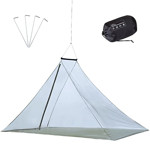 GWHOLE Camping Moskitonetz Faltbar Leichtes Mückennetz insektennetz mit Reißverschluss für Reise Wandern Outdoor 240 x 120 x 160 cm