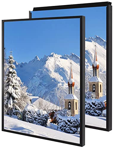 16x24 Inch Poster Frame, Plexiglass, Set of 2, Black Snap Frames, Front-loading Frame, Coating Aluminum Profile, Display Horizontally & Vertically