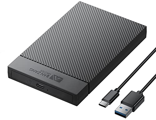 Boîtier de Disque Dur 2,5 Pouces, Boîtier de Disque Dur USB 3.0 sans Outil SANZANG, Prend en Charge UASP, pour SSD SATA 2,5 et Disque Dur avec Une Hauteur de 9,5 mm 7 mm, Câble USB C vers A