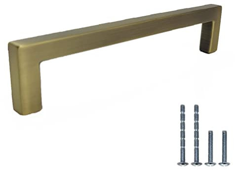 French Furniture Fittings Matt Antique Brass Finish Kitchen Cabinet D Pull Handles - Set of 6 Cupboard Drawer Bow boss Handles Available in 128mm or 160mm (128mm Between fixings)