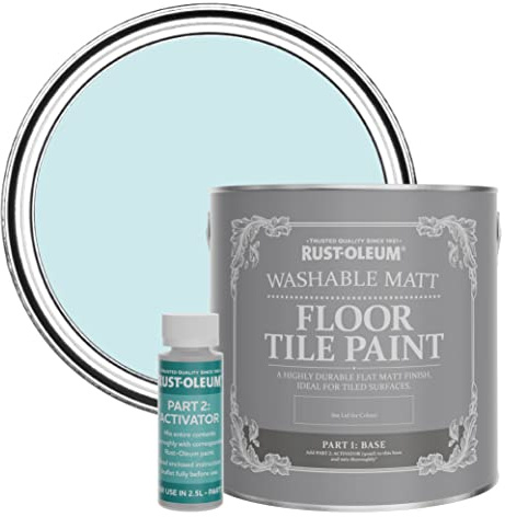 Rust-Oleum strapazierfähige, abwaschbare Bodenfliesenfarbe in hellblau Matt Finish - Eukalyptus 2,5 Litres
