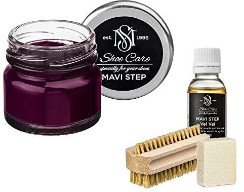 MAVI STEP Aurora Schuhpflegeset aus Wildleder und Nubuk - Luxus Schuhpflege Set - 102 Dunkelflieder, 104 Beige Grau, Einheitsgröße