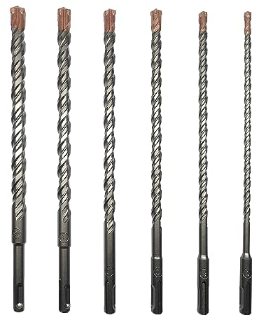 CAVATINY 6tlg SDS Plus Bohrer Set - SDS Hammerbohrer für beton, ziegel, zement, stein mit 4 Schneiden - 6tlg. 6 8 10 12 14 16 x 210mm - SDS Plus-Schaft passend für Bohrhammer