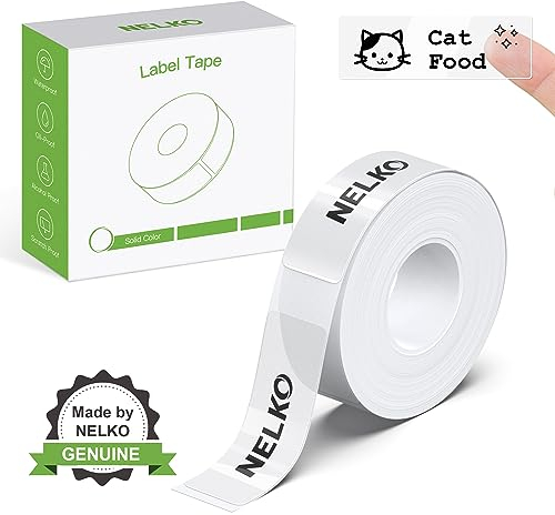 NELKO P21 Etikettenherstellerband, angepasstes Etikettendruckpapier, 14 x 40 mm, laminiertes Standard-Etikettenband, Ersatz für Büro, Büro, Schule, 180 Etiketten/Rolle, transparent