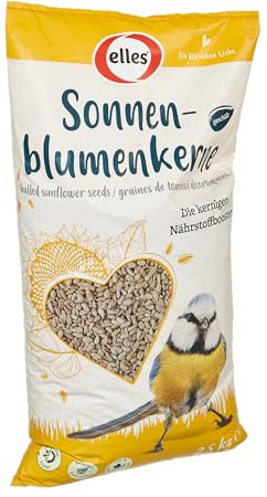 Elles Graines de tournesol pelées - 2,5 kg - Booster nutritif de base pour oiseaux sauvages - Riche en énergie - Nourriture idéale toute l'année - Nourriture propre pour balcon et terrasse