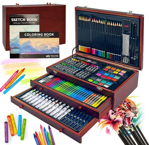 KINSPORY 175 pezzi valigetta colori bambina, pittura valigetta per bambini, Set per disegno, kit disegno acquarellabili bambini