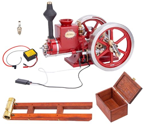 BLOKZ Retrol Motor Modell, Hit und Miss Motor Modell, HM-01 7cc 4-Takt horizontale Interne Verbrennungsmotor Modell, Wissenschaft Spielzeug Geschenk für Erwachsene (Kit Version)