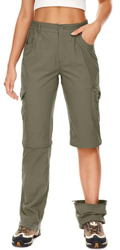 Women's Hiking Pants Convertible Quick Dry Lightweight Zip Off Fishing Travel Safari Pants #2193-Light K-12