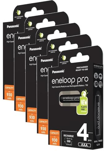 Eneloop Pro Pack of 5 x 4 Micro Rechargeable Batteries 930 mAh AAA Ni-MH