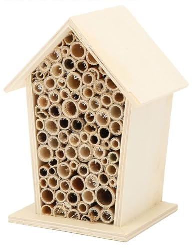 Bienenhotel Insektenhotel Wildbienen Natur/Nistkasten Insektenhaus aus Holz für Käfer, Wildbienen, Florfliegen Bienen, Schmetterlinge, Käfer & andere Tiere (1 PCS)
