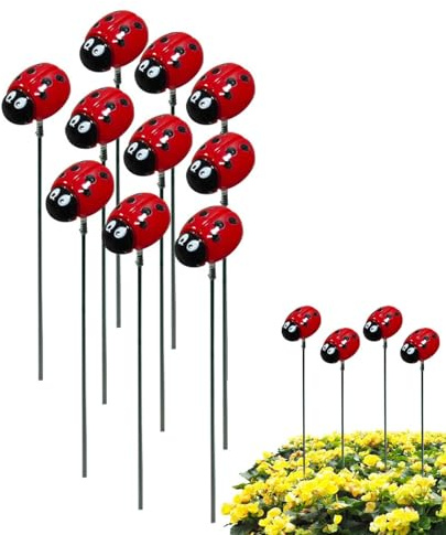 Geonoy Marienkäfer Hofpfähle Deko Pflanzenstecker Marienkäfer Gartenstecker Dekoration Frühling Hofschild Dekorative Pflanzenstecker für Weg Haus Hof Garten